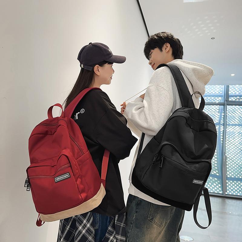 Women's Color Block Backpack Student School Bag Men's Lightweight Large Capacity Travel Backpack