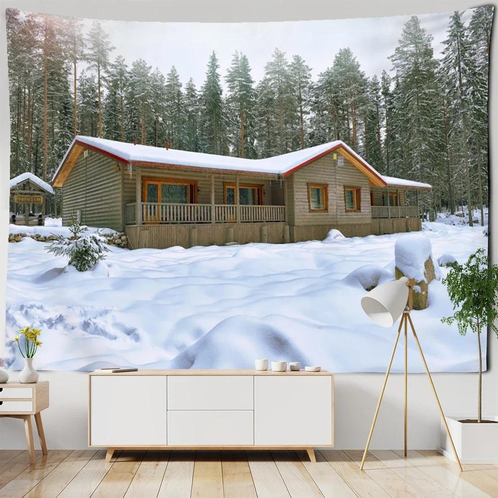 Forest Snow Scene Decorative Tapestry Home Wall Living Room Office Decorative Tapestry