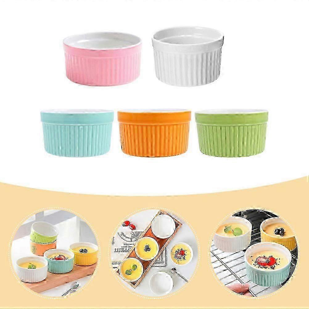 Assorted Color Ceramic Baking Bowls for Storage 5Pcs Kitchen Ramekins
