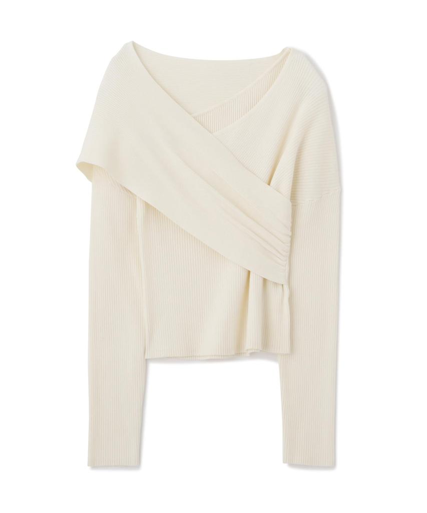 Proportion Body Dressing Ecru Knit Sweater with a Style Women's Cache-Coeur Off-the-Shoulder