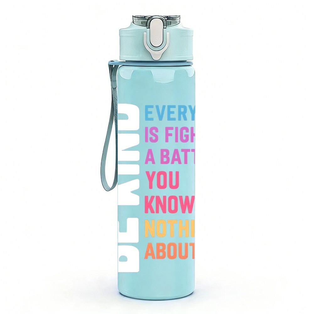 1PC Everyone Is A Little Weird Quote Print 750ml Color Plastic Sports Water Bottle Leakproof Flip Straw Lid Suitable for Sports Office Home Use