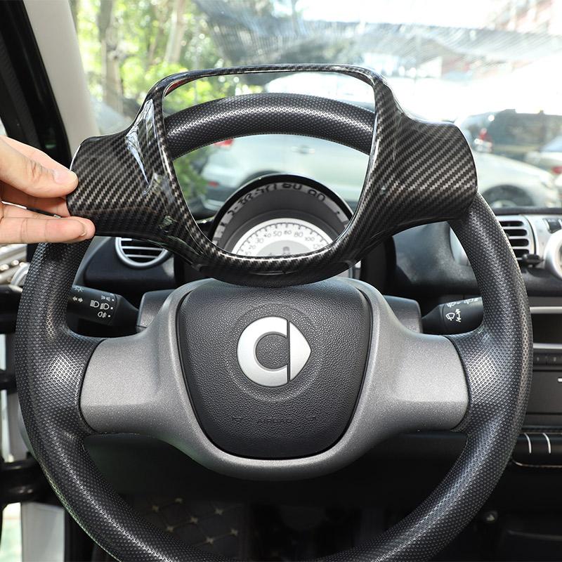 For Mercedes-Benz smart 451 Fortwo 2009-2015 ABS Carbon Fiber Car Steering Wheel Decorative Frame Cover Sticker Car Accessory