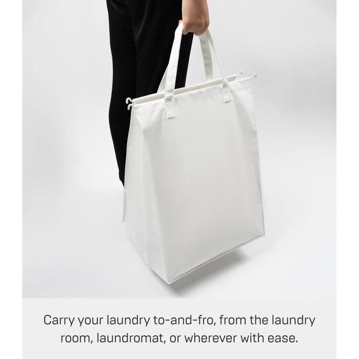 Laundry Basket - Yamazaki - L - Steel - Cotton - White