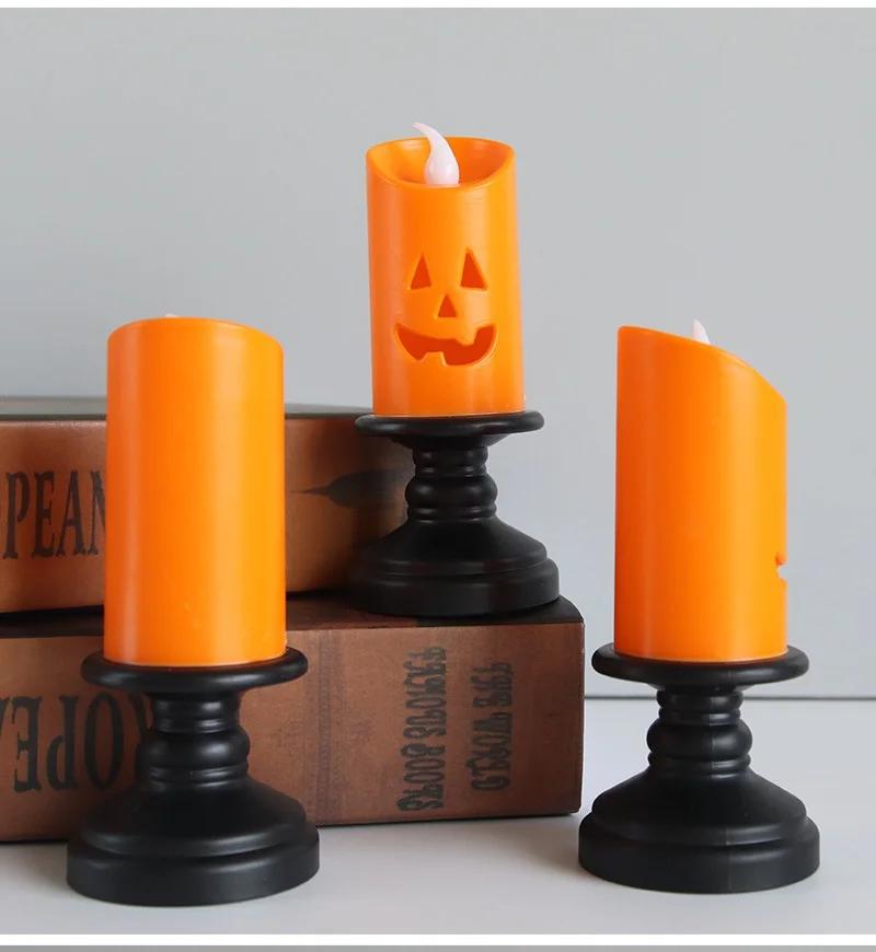 1 ks Halloweenská světla LED svíčka Dýňový svícen Lampa Stolní ozdoby Halloweenská párty dekorace Hororové rekvizity