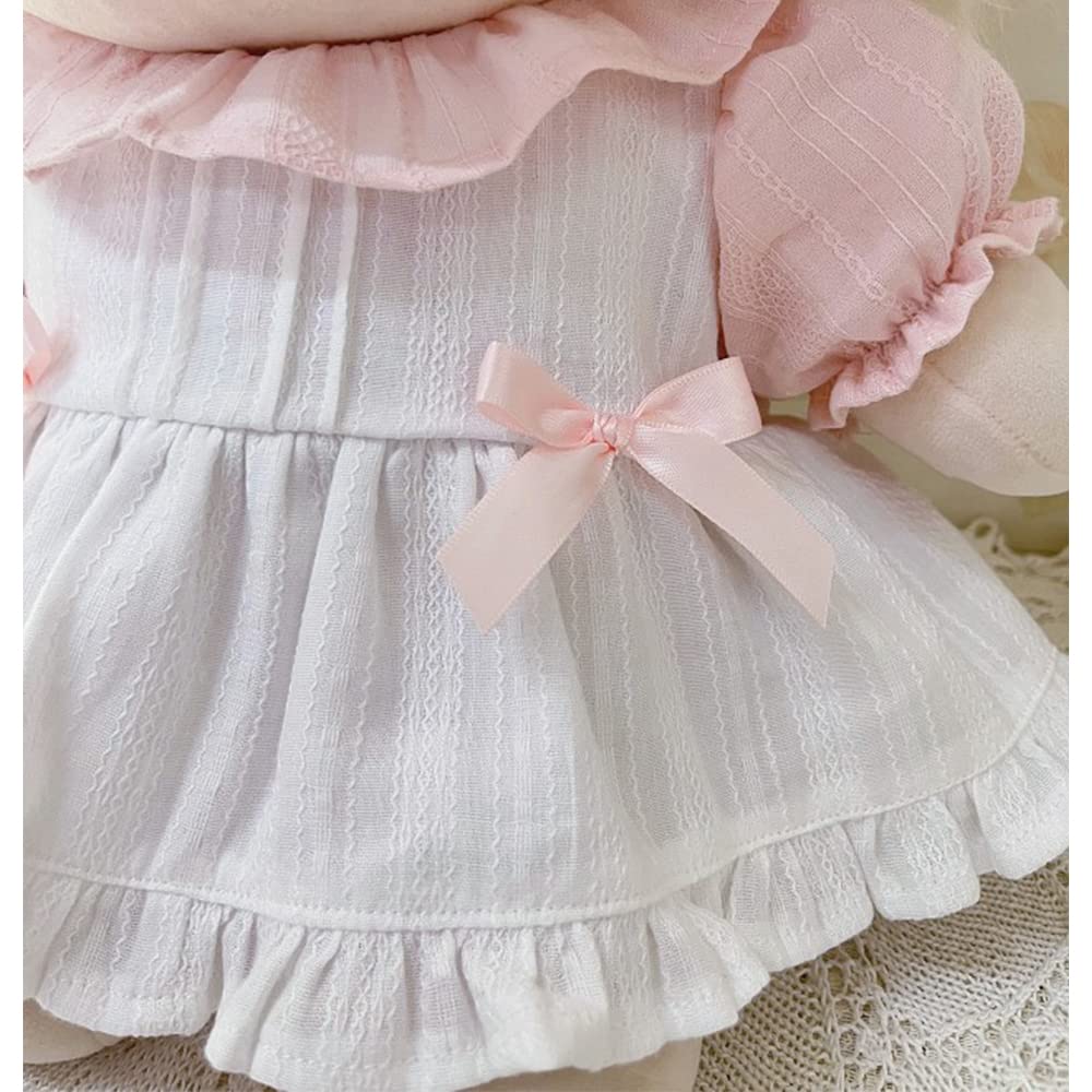 niannyyhouse 40cm Plush Clothes, Loose Fitting, Pink and White Dress, Dress-Up, Cotton Doll, Accessories