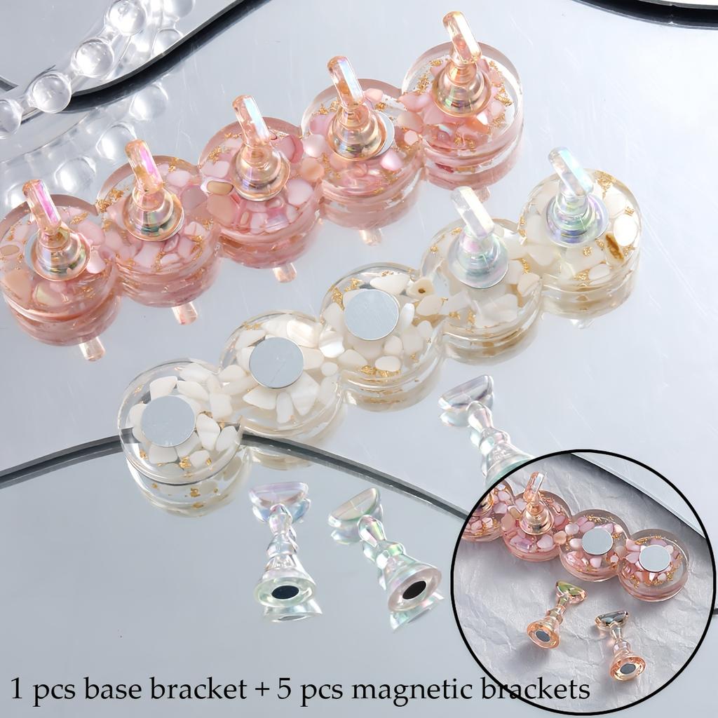 Magnetic Manicure Practice Stand Acrylic Round Base for Manicure Training Tools for Manicure Practice Display DIY and Salon Use