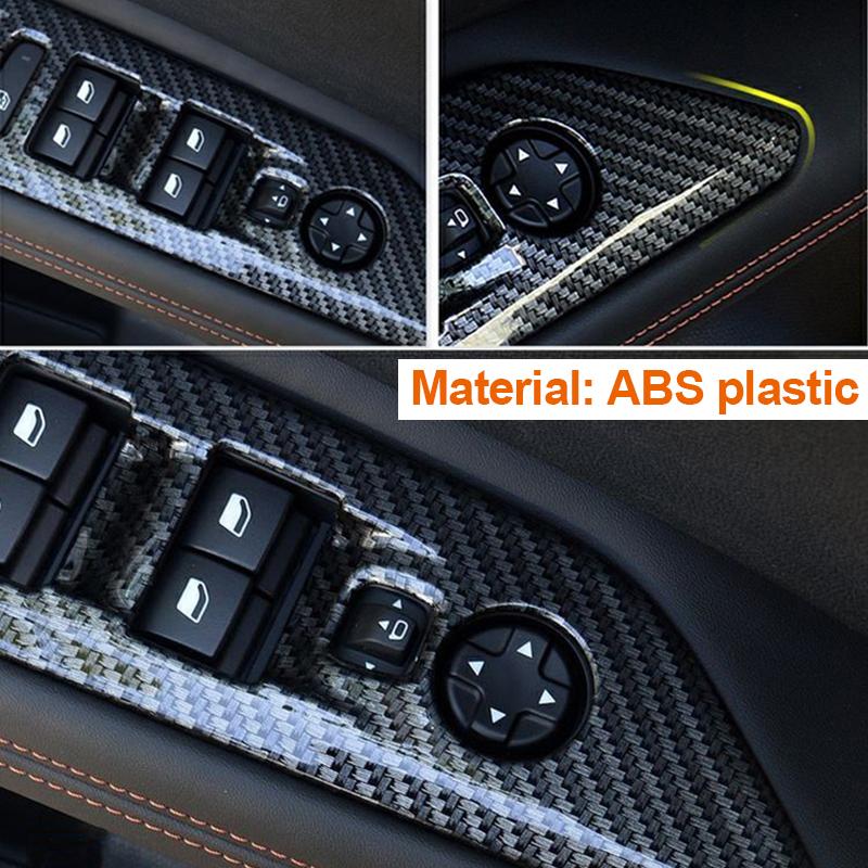 ABS Car Door Armrest Panel Window Switch Lift Buttons Covers For Peugeot 3008 5008 GT Hybrid 2016-2018
