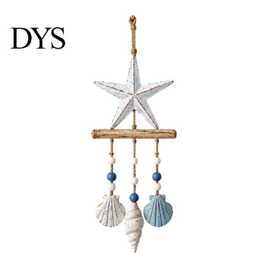 Jute Rope Wall Hanging Lighted Coastal Wooden Ornament, Nautical Fish Shell Starfish Sign with Handmade Beach Vibe Art Warm LED Lights, House