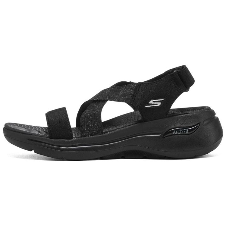 Skechers Go Walk Arch Fit Women Black Fabric Sports Casual Sandals 140226-BBK 35