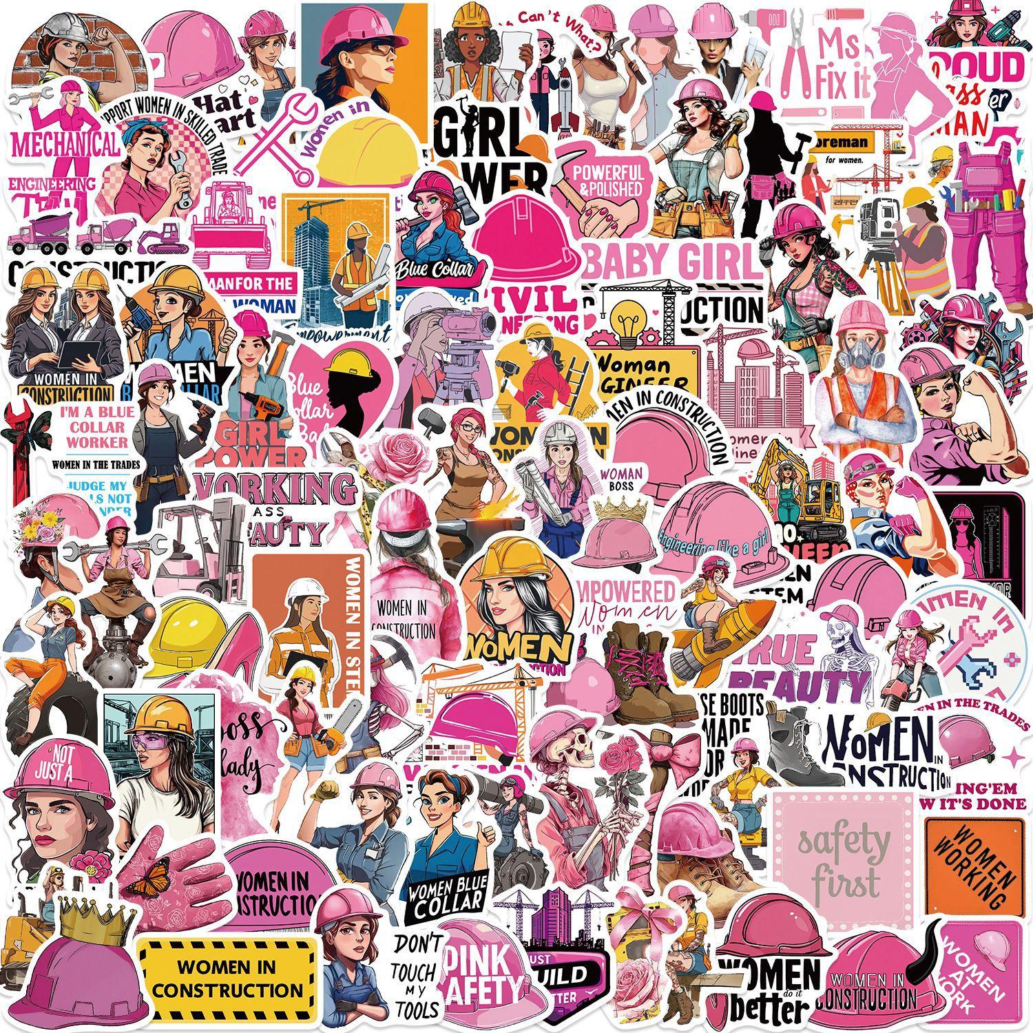 

100PCS Women s PVC Cartoon Pink Helmet Sticker Aesthetic DIY Decoration Phone Laptop Luggage Skateboard Graffiti Decal