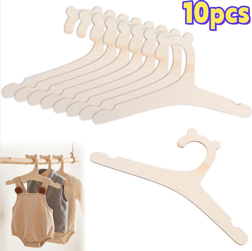 5-50pcs Cute Bear Hanger Rack Anti-slip Wooden Baby Clothes Rack Closet Hangers Home Baby Room Nursery Decor for Kids Present