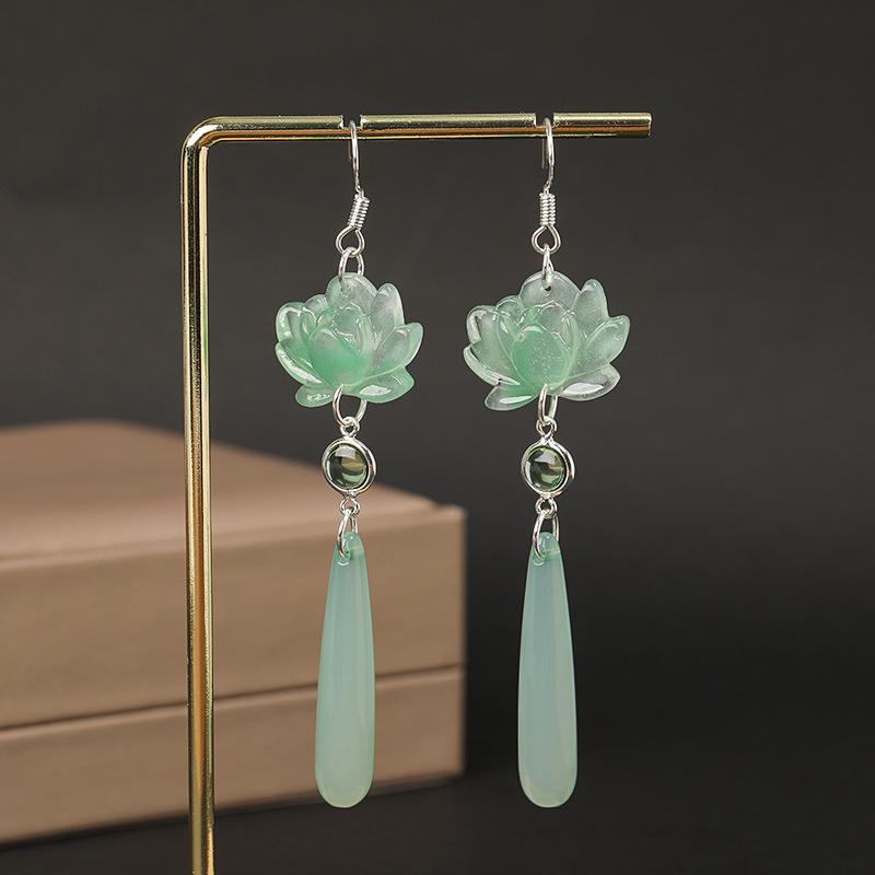 Boucles d'oreilles gland perle en forme d'éventail:  Pendentif Boucle de Paix Style Chinois Rétro pour Costumes Hanfu