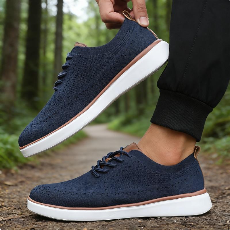 Men's Mesh Sneakers Casual Versatile Knit Shoes Lightweight Comfortable Sole Walking Shoes Breathable Non-Slip Running Shoes