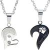 Fashion Rhinestone Heart Pendant Necklace For Couples Unisex Love Charm Clavicle Chain Jewelry Gift For Him And Her