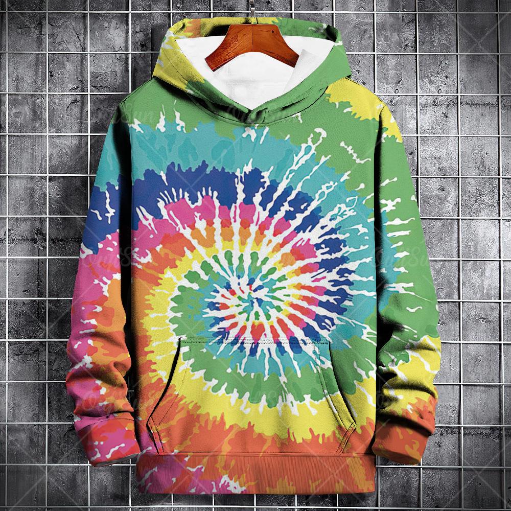 Men's Hoodie  Tie Dye Print Sweatshirts For Men Casual Hooded Shirt Y2k Hoodies Pullover Clothes Harajuku Top Men's Clothing