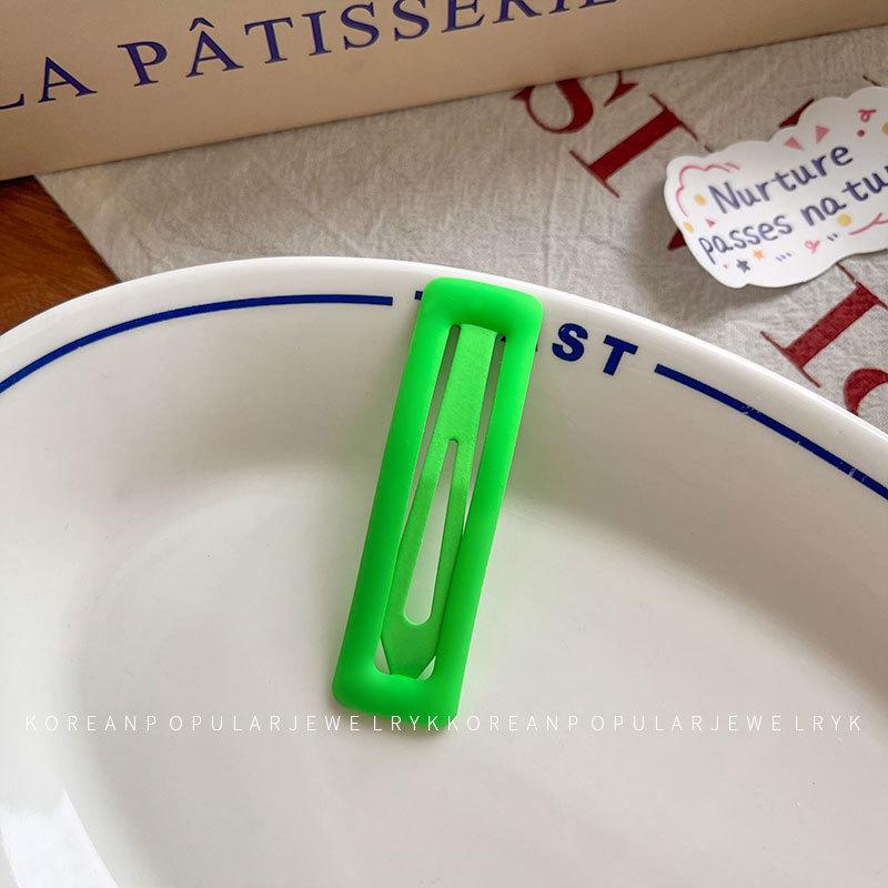 Barrette Carrée Fluorescente Coréenne - Grande, Époxy Coloré pour Filles