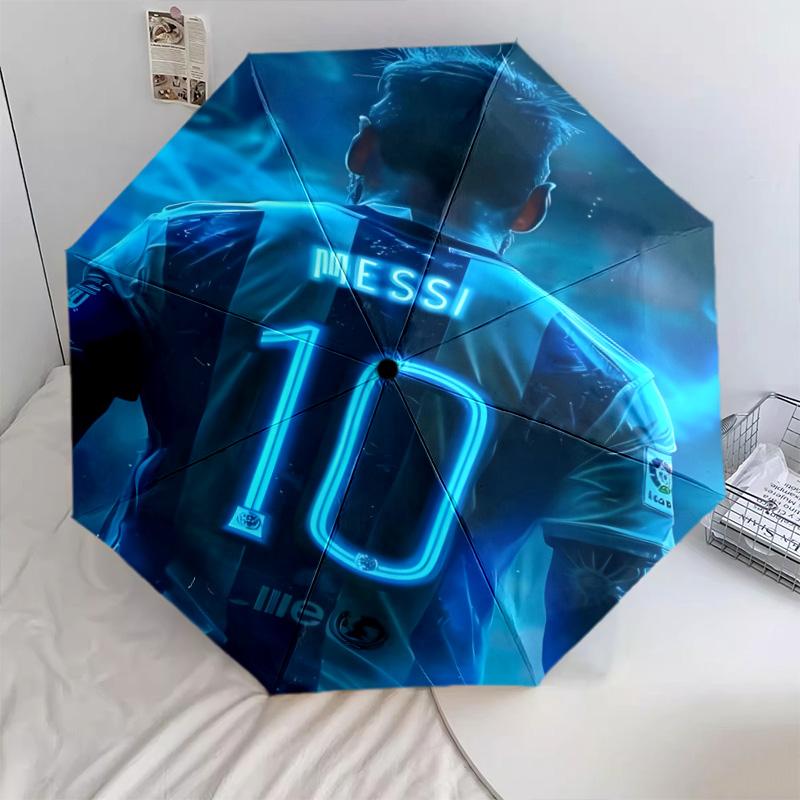 1 PC Automatic Folding Umbrella - Messi Pattern Portable Foldable Design With 8 Ribs Christmas Birthday Gifts