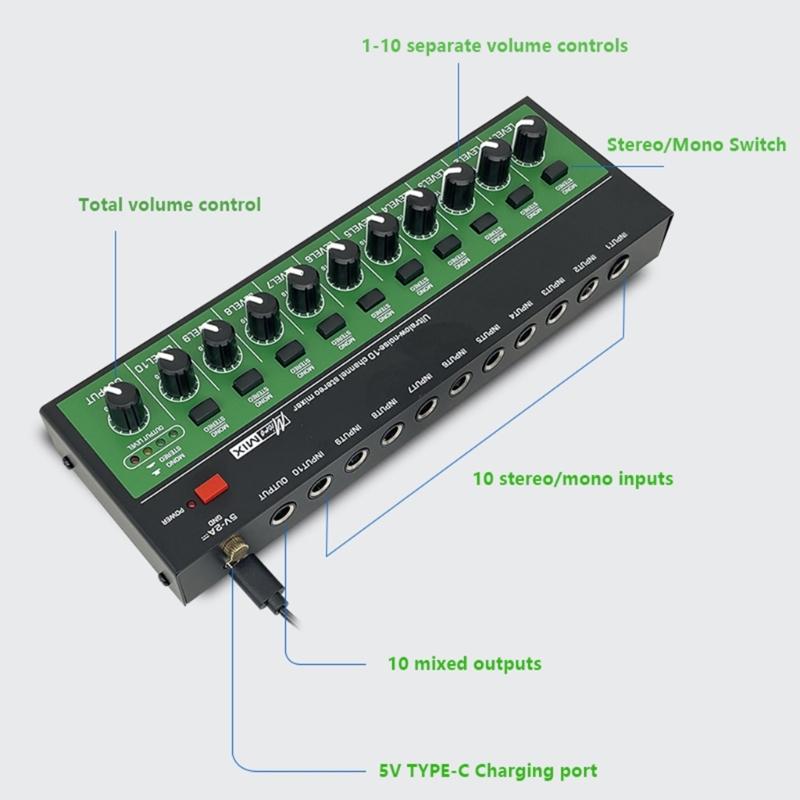 High Clear10Input Sound Mixer for Clearly Sound Production in Various Sound Application for Superior Sound Quality