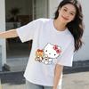 2026 Summer Hello Kitty Cartoon Printed Short Sleeve Pure Cotton Tshirts Womens Family Matching Outfits Tops Tee Trendy Y2k