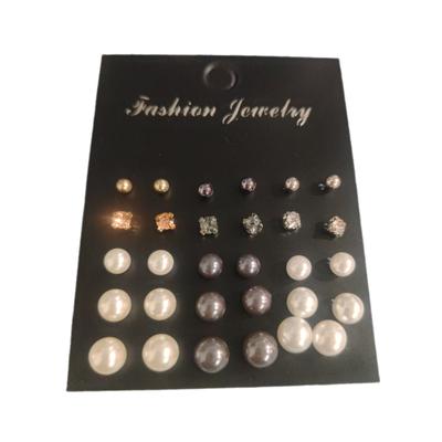 Lot de 15 paires de boucles d'oreilles à clous en perles mixtes pour femmes et filles, bijoux à offrir