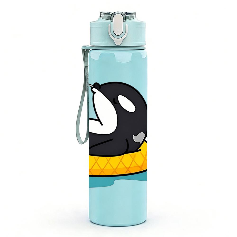 1PC Penguin Pineapple Float Cartoon Figure 750ml Color Plastic Water Bottle Leakproof Flip Straw Lid For Sports Office Home Use
