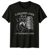 A Reader Lives A Thousand Lives TShirt Cat Librarian Book Lovers