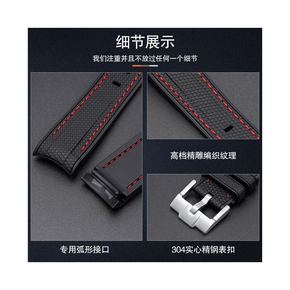 Waterproof Rubber Strap for Rolex Watches 20mm with Folding Clasp, Compatible with Omega Watch Bands, Brown and White Design