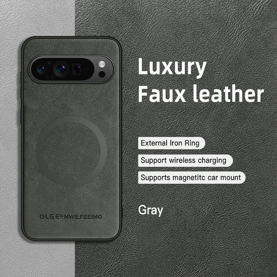 Leather Protection Cover For Goolge Pixel 9 Pro XL 9 8 7 Pro 9a 8a 7a For Magsafe Wireless Charging Magnetic Phone Cases