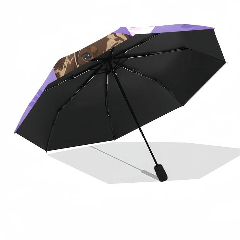 1 Stück Dackel mit floralem Hintergrund Regenschirm mit Kunststoffgriff, Geeignet für Alle Jahreszeiten Zuhause Reise Outdoor Regenschirmptys31073