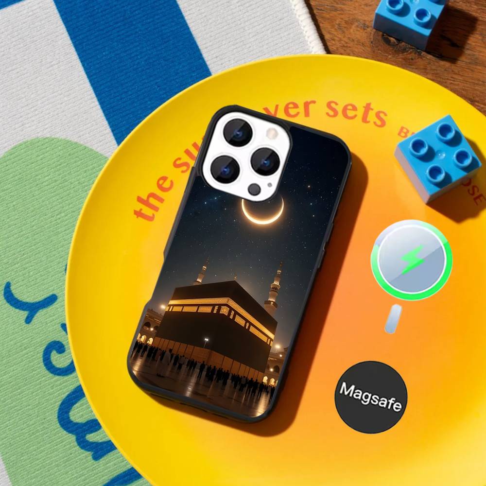 Moslem and Kaaba Phone Case For iPhone 17,16,15,14,13,12,11,Pro,Max,Plus,Mini,SE4,E Magnetic Magsafe Wireless Charging
