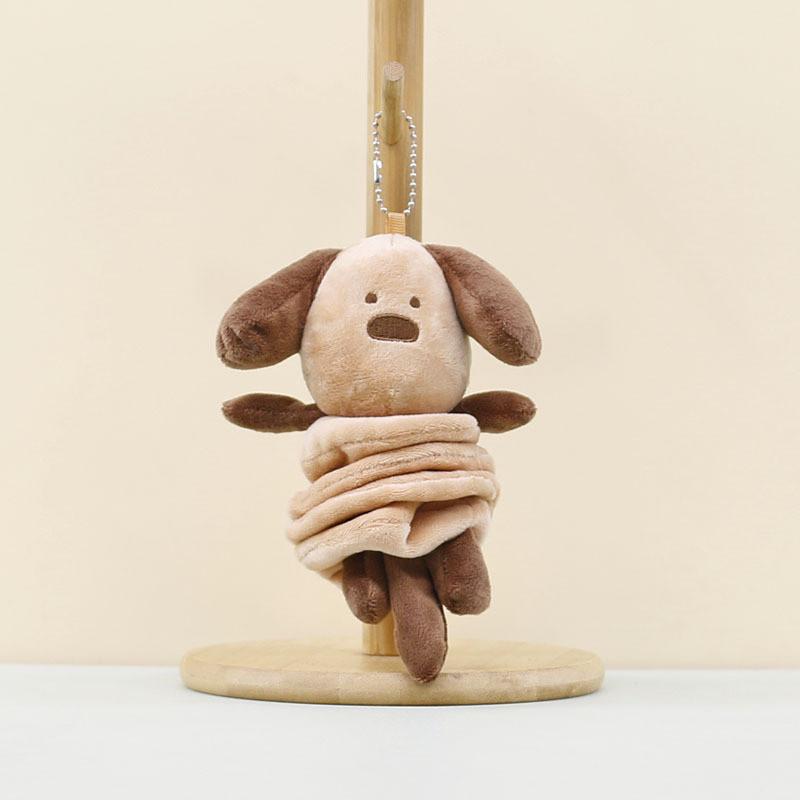 Cute Stretchable Plush Crayfish Keychain Toy Adorable Miniature Dog Cat Pendant