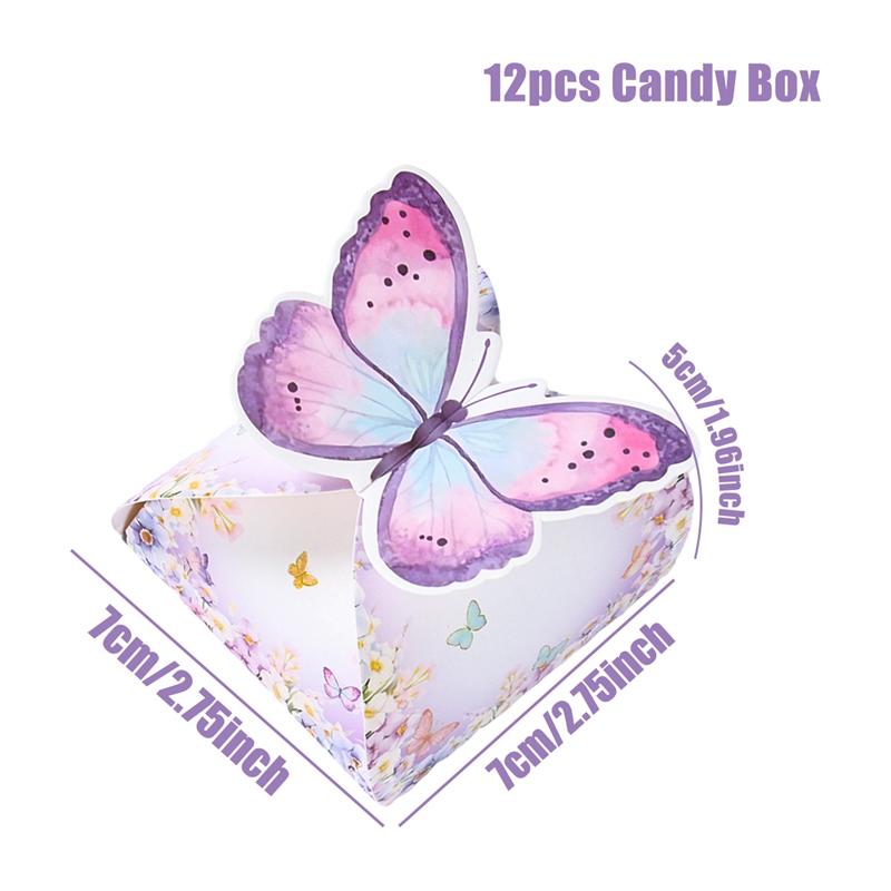 Butterfly Candy Gift Box Pink Purple Butterfly Birthday Party Decorations Kids Wedding Supplies Baby Shower Cookie Biscuit Box