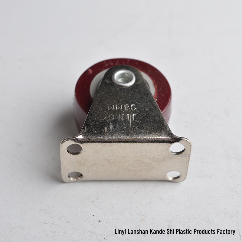 1.5-inch Red Polyurethane Fixed Wheel with Chrome Bracket, Universal Directional Caster Swivel