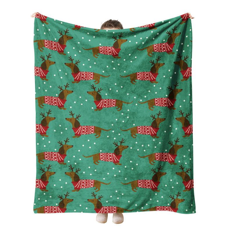 Christmas Checkered Pattern digital-printed polyester Bedroom velvet flannel soft sofa cover blanket Fleece soft sofa cover