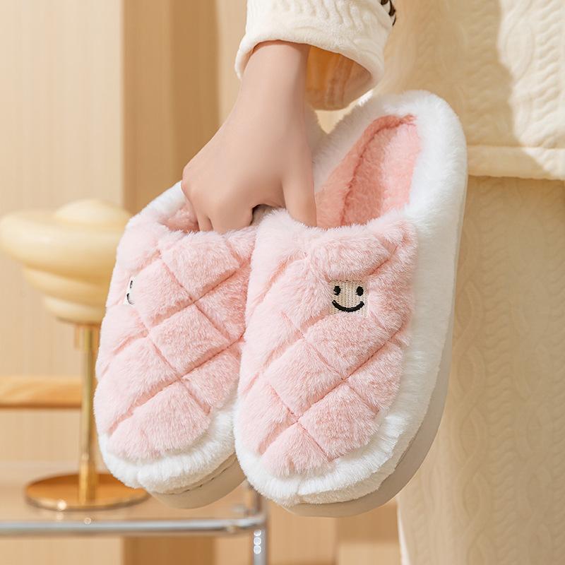 Autumn and Winter New Cotton Slippers Indoor Home Wear-resistant Warm Piled Couple Hair Slippers