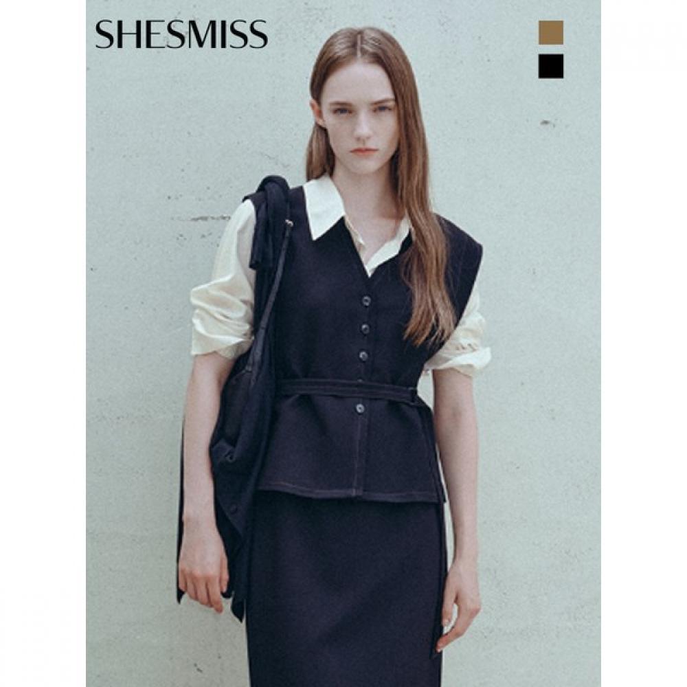 

She S miSS Belted Button Up veSt Swwvto31010 blacks/55