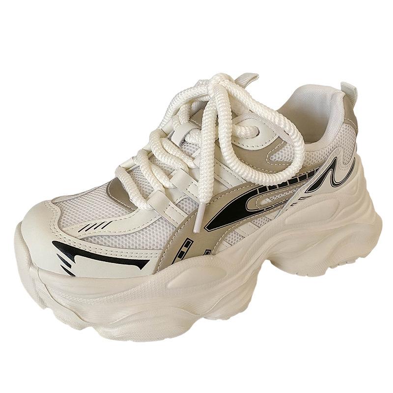 

LZ6016 latex insole/platform casual sports shoes women s shoes autumn 2024 new versatile heightening dad shoes 35 бежевый