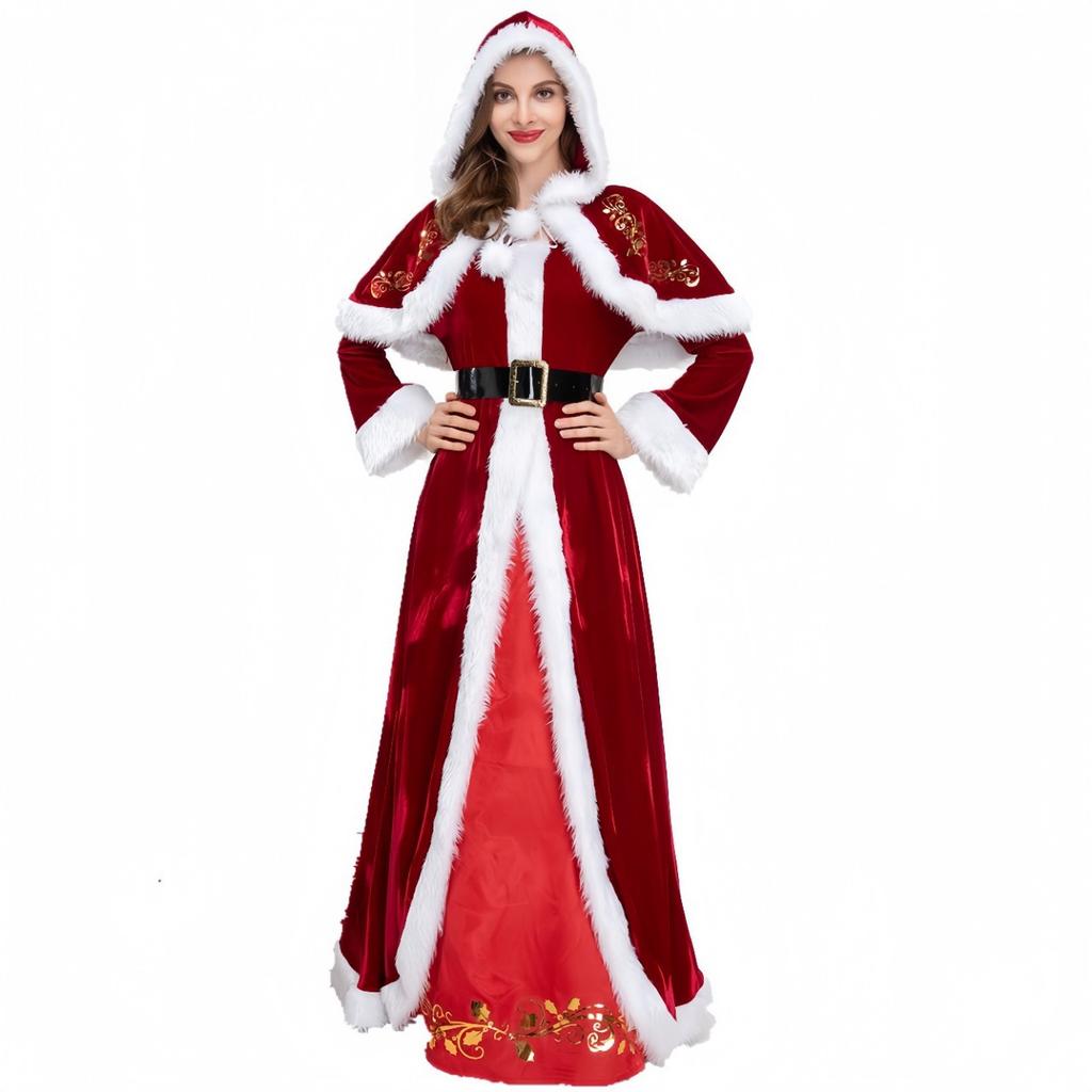 Weihnachtskostümparty Weihnachtsmann Cosplay Frauen Rotes Kleid Weihnachts-Königin Party