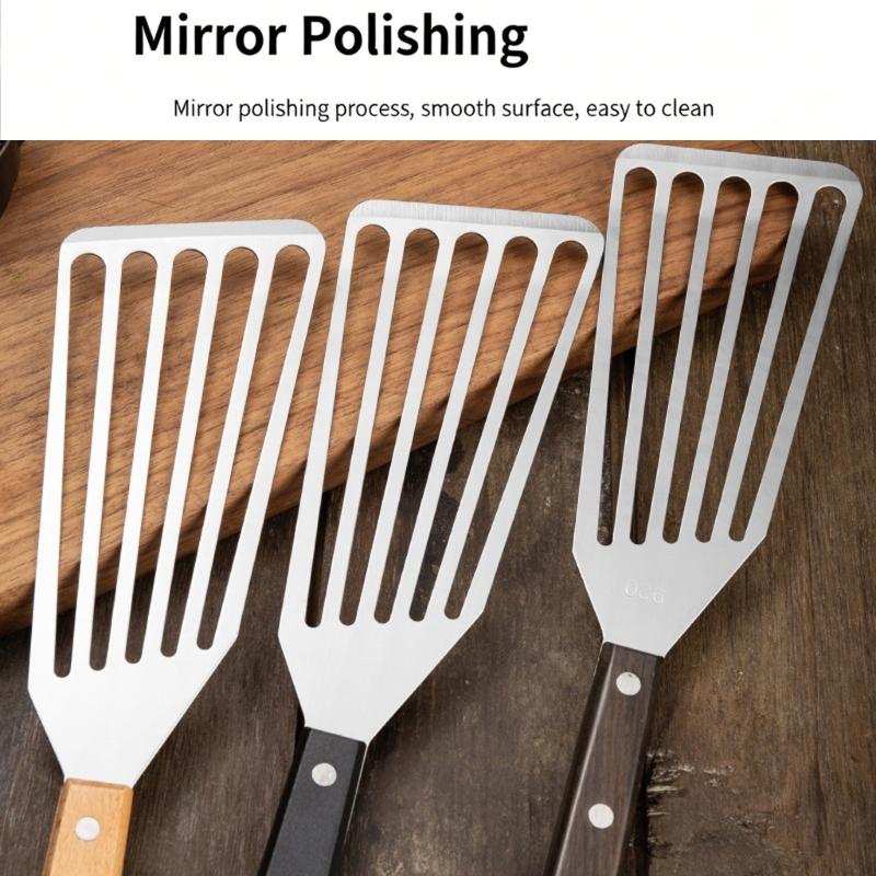 Stainless Steel Fish Spatula With Handle For Grilling Flipping Steak And Fish Perfect For Kitchen And Outdoor Cooking