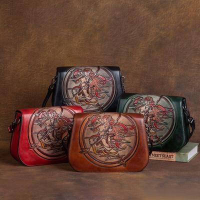 Vintage Kabartmalı Hakiki Deri Kadın Çantası reaktif Takımyıldızı Totem Inek Derisi Omuz ve Crossbody Çanta