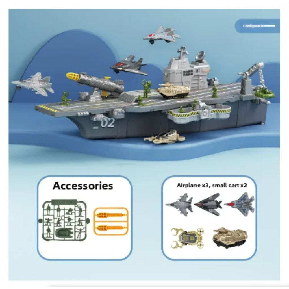 Children's Aircraft Carrier Toys Set with Military Action Figures, Aircraft Toys, Military Tanks, Helicopters and Fighter Jets