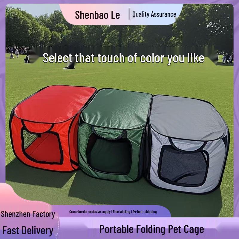 In-Stock Foldable Oxford Cloth Portable Dog House Cage: Scratch-Resistant and Easy Storage 92x51x50 армия зеленый