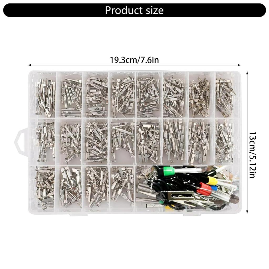 340pcs Automotive Electrical Wire Connectors Assorted Set Male Female Crimp Pins Not Insulated Plugs with Box for Car