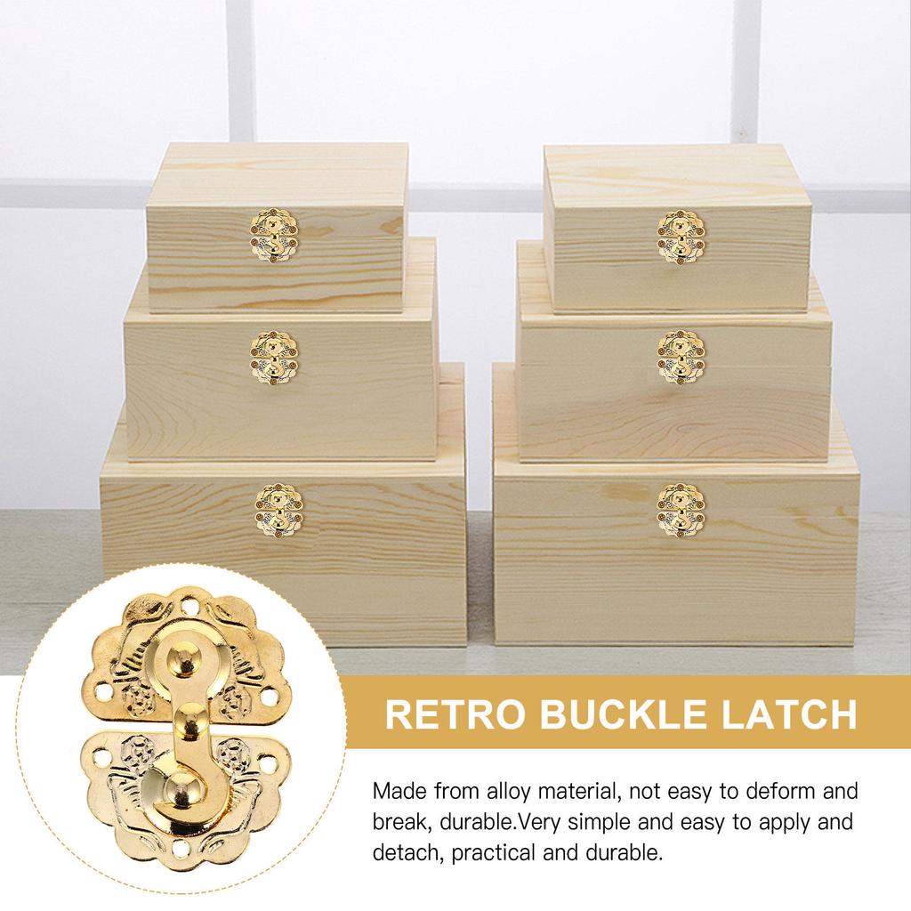 5Pcs Retro Wooden Cabinet Lock Buckle Alloy Metal Hasp for Packing Box Door Furniture Storage Cabinet Box Lock Buckle