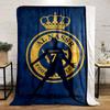 A Silhouette Stands Before a Golden Football Club Logo On a Blue Backdrop. for All Seasons Blanket Lunch Break Throw Gift