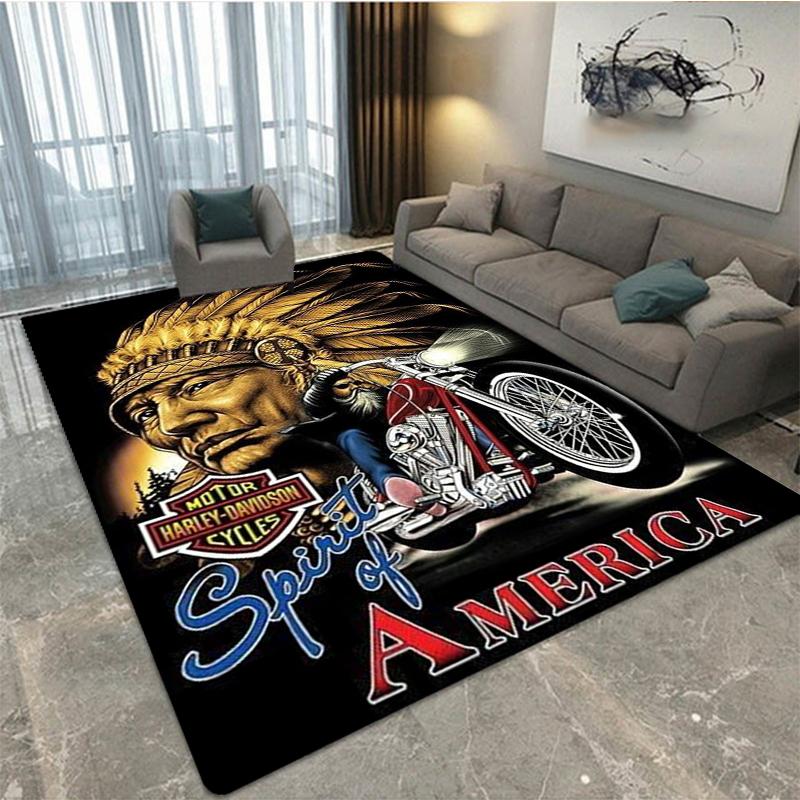 Indian Motorcycles Retro Plush Carpet, Bedroom Windows, Bedside Home Decoration Carpet, Heavy-duty Motorcycle Men's Gift