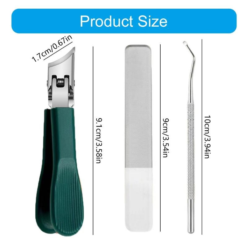 Angled Edges Slanted Nail Clippers For Thick Nail Wide Jaw Nonslip Handle Antisplash Clippings Collector Stainless Steel