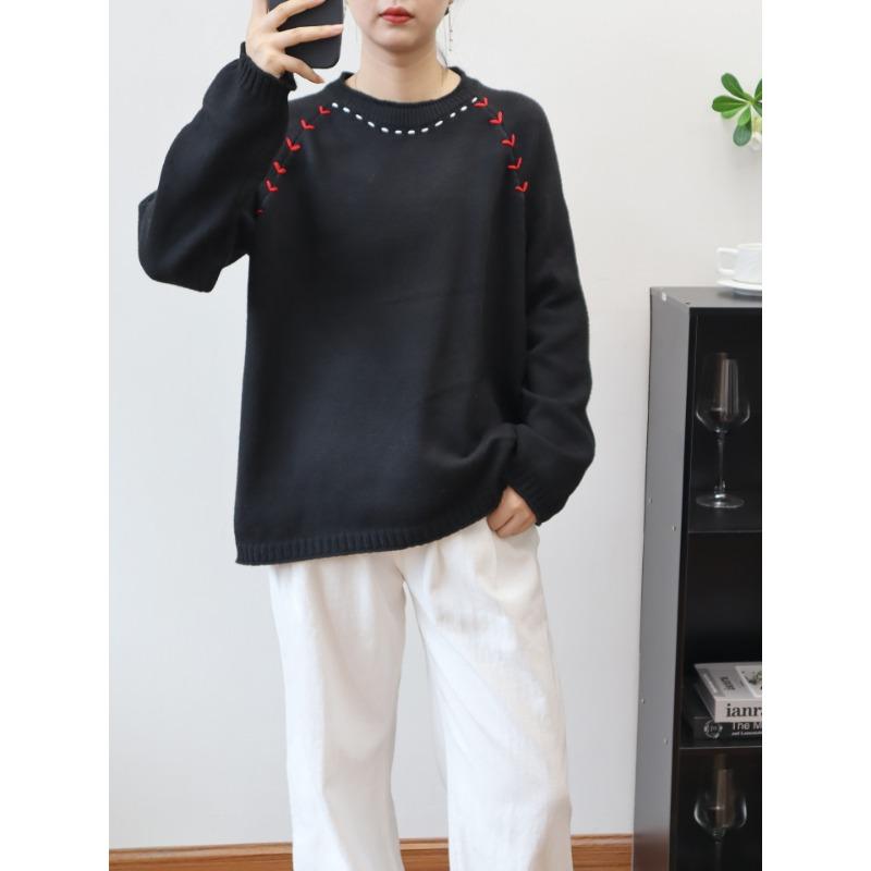 Autumn and winter new design sweater pullover retro loose lazy soft waxy knitted sweater top women