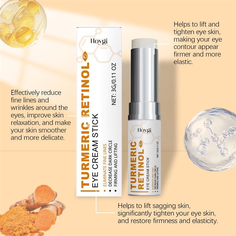 Crema Occhi Curcuma Retinolo Anti Occhiaie Rassodante Pelle Sbiadisce Linee Sottili Siero Stick Riparazione Istantanea Occhi per la Cura degli Occhi delle Donne