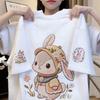 Women's Trendy Rabbit Print Cotton T-shirt - Summer Loose Fit, Slimming Short Sleeve Round Neck